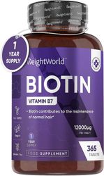 Maxmedix Biotin Hårväxt Supplement 12000mcg - 365 Vegan Biotin Tabletter (1 års förbrukning) - Hår, Hud & Naglar Vitaminer för kvinnor och män