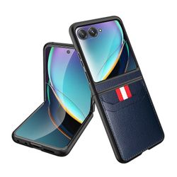 Motorola Razr 50 / Razr 50 Ultra -lompakkokotelo, ensiluokkainen PU-nahkainen PC-kehys koko kehon suojaava puhelinkotelo, jossa 2 korttipaikkaa sin...