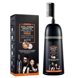 400ML Kollageenikasvi Hiusten värjäys Musta Hiukset Kuoleva shampoo Väliaikainen hiusvärivoide kammalla
