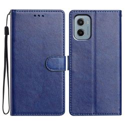 varten Motorola Moto E15 4G Nahkakotelo Lompakkoteline Puhelimen Kansi Kätevällä Hihnalla - Sininen Monivärinen Blue