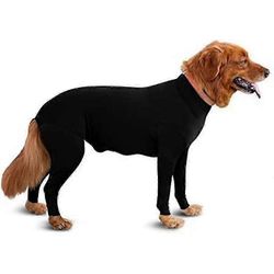 Pitkähihainen bodyhaalari koirille, E-kaulusvaihtoehto toipumiseen, lemmikkieläinten leikkauksen jälkeinen puku f54 Musta XL