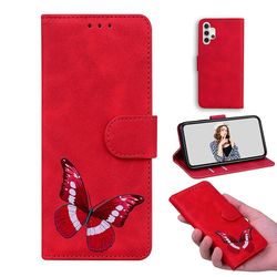 Etui til Samsung Galaxy A32 5g Butterfly Cover Premium Læder Magnetisk- Pink Rød