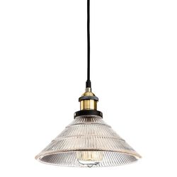 Firstlight Lighting Empire 1 Light Dome Loft Vedhæng Antik messing, klart riflet glas, E27