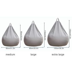Uudet erittäin suuret säkkituolit sohvasohvan päällinen Sisätilojen laiska lepotuoli aikuisille Lapset Sellwell (ei täytettä) Harmaa 80 * 90cm
