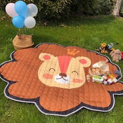 Yunshu Tegneserie Alien Picnic Mat, Vådsikker Måtte, Beach Vacation Pude Løve