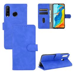 Etui til Huawei P30 Lite Cover Premium læder med kortholder Flip Folio magnetisk etui etui - sort Blå