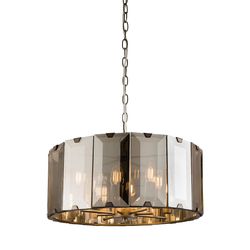 Endon Collection Lighting Clooney 8 Lys loft vedhæng Skifer Grå Gloss Paint, Røg cut Glas, E14