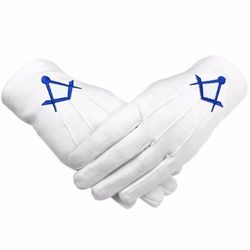 Bricks Masons Masonic bomuld handsker tynd firkantet og kompas maskine broderi S