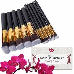 10 stk Professionel Kosmetik Makeup Pensler Sæt Sort guld