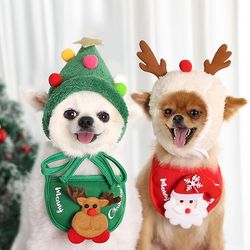 Witdreamer Pet Hvalp julekostume Lille hund kat rensdyr tree hat bib Xmas Tøj Rød S