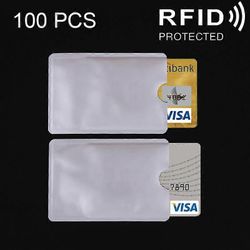 100 kpl alumiinifoliokortin suojakotelo RFID-estävä turvakilpi identiteettihihat korttilaukku, koko: 9,1 * 6,3cm