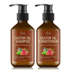 unbrand Risiiniöljyshampoo ja hoitoainesetti - Hiustenlähtöä ehkäisevä setti Paksuntava koostumus hiusten uudelleenkasvuun, ohenemista estävä sulfa...