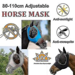 Super Komfort Horse Fly Mask Hestemaske Med Ører Glat Og Elasticitet Fluemaske Med Uv Beskyttelse Black