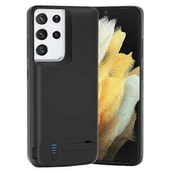 E87 yhteensopiva Samsung Galaxy S21 Ultra 5G 5000mAh ladattava laajennettu akku pehmeä TPU Edge Kickstand Design Smartphone Cha Monivärinen