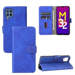 Etui til Samsung Galaxy M32 Cover Premium læder med kortholder Flip Folio magnetisk etui Etui Coque - Sort Blå