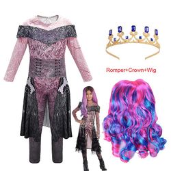 Duqi Halloween Etterkommere 3 Cosplay Kostyme For Teen Girl Romper Set Christmas Child Wig Jumpsuit Crown 3PC Outfit Kid Pelele Suit Romper parykkk...