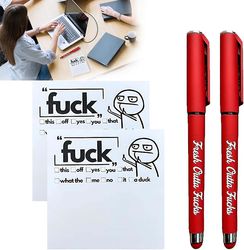 Wtowin 2 Sæt Frisk Outta Fucks Pad Og Pen, Sjove Sticky Notes Snarky Nyhed Frisk Outta Fucks Pen Sæt, Sassy Funny Desk Tilbehør Gaver Kontorartikle...