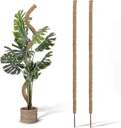 2psc 48 tuuman kookostanko, taitettava kasvitanko, kasvipanokset, kasvien kasvattamiseen kasvamaan ylöspäin, paras kasvien kasvulle, ruukkukasvien ...