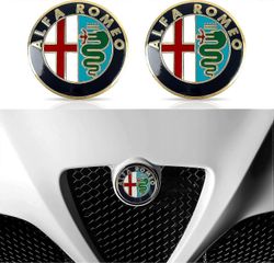 Other 2kpl (kultainen) auton konepellin logo tunnusmerkki tarrat koristelu, Alfa Romeo Giulietta Giulia Stelvio Spider Mito 147156159166 GT auton m...