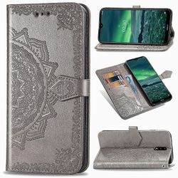 Etui til Nokia 2.3 Cover Læder Tegnebog Cover Prægning Mandala Magnetic Flip Protection Stødsikker - Grå