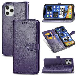Etui til iphone 12 Pro Cover Læder tegnebogsdæksel Præget Mandala magnetisk flipbeskyttelse Stødsikker - Violet