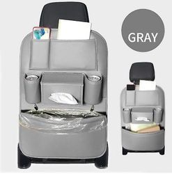 Lauwodun Bil Garbage Bags Læder hængende bil opbevaringsposer Seat Back Tasker grå