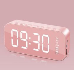 Mikasa Multifunktionel led digitalt vækkeur, Bluetooth-højttaler, stationær, lysende elektronisk musik ved sengen Pink