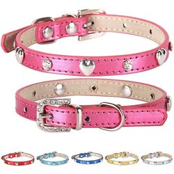 Xqday Kat krave med rhinestones, Pu Læder Kitty krave med Rhinestones spænde og