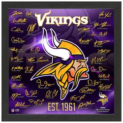 Highland Mint Minnesota Vikings NFL Signatur Logo Billede 33x33cm Multi
