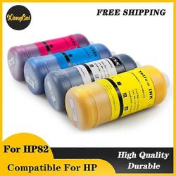 Redkid 1000ml/pullo 4 väriä HP82-pigmenttimusteelle HP Designjet 500 800 510 -tulostimelle 1 kpl syaania