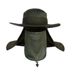 Besser Mænd Kvinder Fishing Bucket Hat Hals Flap Ansigtsmaske Bred Rand cap Grøn