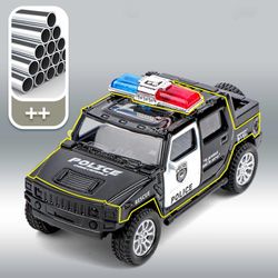 Remorui 1/36 Simulaatio Poliisi-auto Vedä takaisin kuorma-auton malli Lasten lelu joululahja Valkoinen