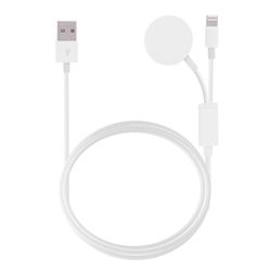 JVY Multifunktions 8-bens magnetisk ladekabel til iPhone / Apple Watch, Længde: 1 m (hvid)