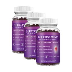 3-pack glukosamin kondroitin gummies, extra styrka gemensamma stöd gummies med msm & fläder för naturligt gemensamt stöd tillägg, antioxidant I