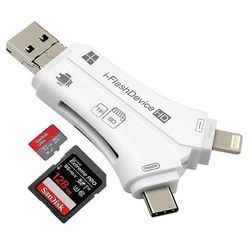 4 In 1 ulkoinen kortinlukija Usb Micro Sd & Tf Kortinlukija sovitin IPhone / Ipad Mac / Android / Windows Pc