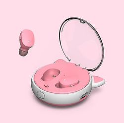 Tws Bluetooth 5.0 Headset In-ear Mini Stereo Sports Headset (med opladningsrum) Pink