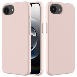 iPhone 16e -kotelolle pudotuskestävä nestemäinen silikoni pehmeä vuori puhelimen suojakuori - vaaleanpunainen Monivärinen Pink