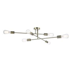 Dar Lighting Neve Multi Arm 6 Light Flush Antikke Messing