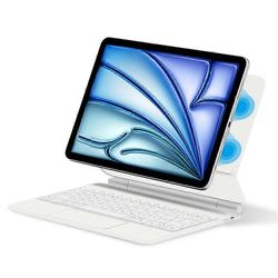 IPad Air 11 (2024) (M2) Bluetooth-näppäimistö magneettinen jousitus PC + PU nahkainen tablet-kotelo - valkoinen Monivärinen White