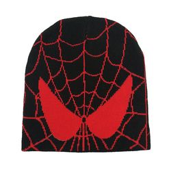 Manchalk Spiderman mønster strikkede luer for menn kvinner unisex vinter varm hodeskalle lue Svart