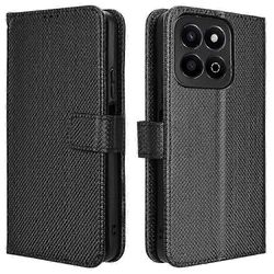 For Honor 200 Smart 5G / Play 60 Plus 5G kotelo timanttitekstuuri PU nahkainen puhelimen kansi Musta