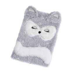 Pehmoinen muistikirja, ihastuttava muistikirja, pörröinen muistikirja, opiskelijoiden paperitavarat, sarjakuvatyttölahja Harmaa 21.5X14.8X2CM