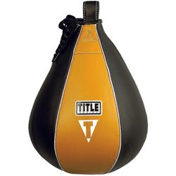 Title Boxing Otsikko Nyrkkeily Nahka Speed Bag - Suuri - Musta/Keltainen - (8" x 11") L (8" x 11")