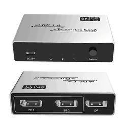 Displayport 1.4 Switch 8k Displayport Bi-direction Splitter Switcher Displayport Kvm 2x1 1x2 Display-port 8k@30hz,4k@120hz