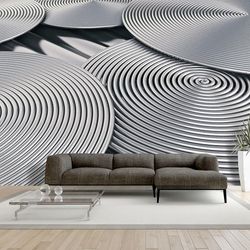 IlyDecor Carta da parati 3D - Sølv spiraler 100x70