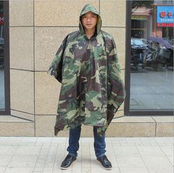 Ruili Vandtæt camouflage cloak camping udendørs camouflage regnfrakke med bæretaske stor blomst camouflage
