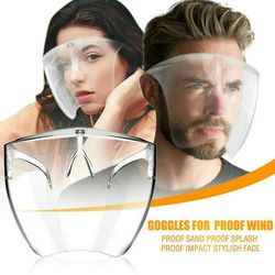 Liltop Fuld ansigtsskærm Visir Sikkerhed Clear Transparent Face Mask beskyttende anti-tåge beskyttelsesbriller L