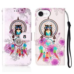 iPhone 16e Kotelo Kuvio Nahkainen Lompakko Puhelimen Kuori - Tuulikello Pöllö Monivärinen Wind Chime Owl