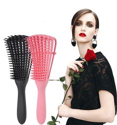 Hår Hovedbund Massage Comb børste Nylon Hårbørste Våd Krøllet Detangle Hår Børste til Salon Frisør Styling Tools Pink