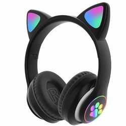 Hovedtelefoner Cat Ear trådløse hovedtelefoner, førte lys op Bluetooth hovedtelefoner Sort